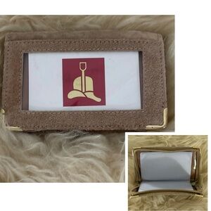 NWT Tan Suede Leather Card Holder